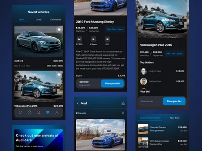 Car Auction App Concept app auction branding carauction cars design design team graphic design illustration logo mobileapp mobiledesign movadex ui vector