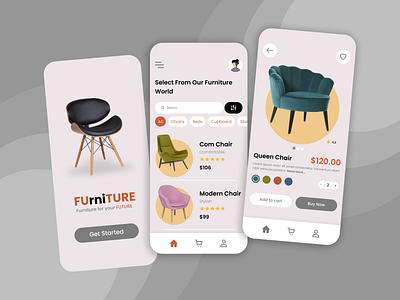 Concept furniture e-store app branding concept design e commerce figma furniture mobile shopping ui ux