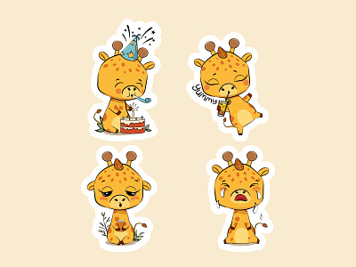 Cute giraffe stickers cheerful