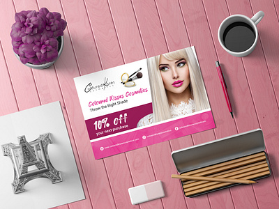 Cosmetics Card Design. aquapxc beauty branding card cosmetics design flyer gfxmint graphic design masudhridoy pink postcard poster product ui