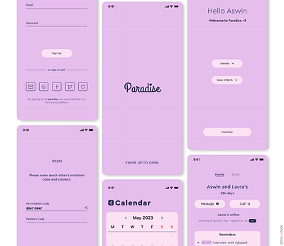 Paradise | App for your pair aesthetic app design beautiful branding chat clean and simple couples dating design girls graphic design illustration logo love pink social media typography ui ux vector
