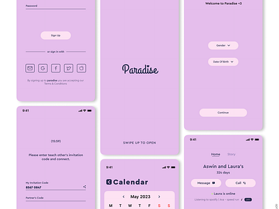 Paradise | App for your pair aesthetic app design beautiful branding chat clean and simple couples dating design girls graphic design illustration logo love pink social media typography ui ux vector