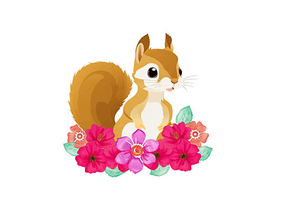 Floral Squirrel Sublimation Clipart white background vector 3d graphic design logo vector