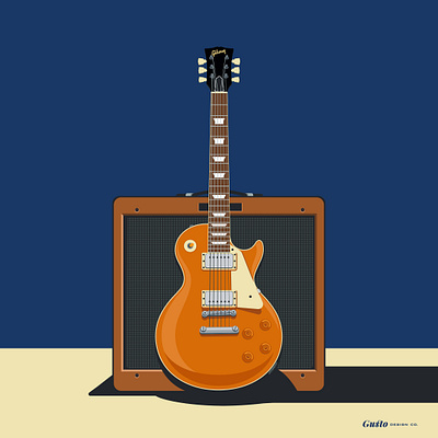 Gibson & Fender flat gibson guitar illustration les paul poster
