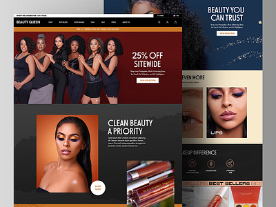 Beauty Queen - Makeup Beauty Landing Page Website brand branding clean design fashion flat graphic design illustration landing page makeup minimal mockup skin ui vector web design