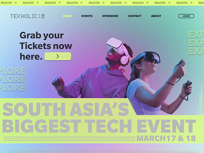 Techfest | web design aesthetic branding college colorful contest design desktop event festival graphic design logo shows tech fest technology trending typography ui vibrant vr website