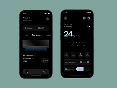 Smart Air Conditioner Remote App. ac remote app app design smart home app ui ux
