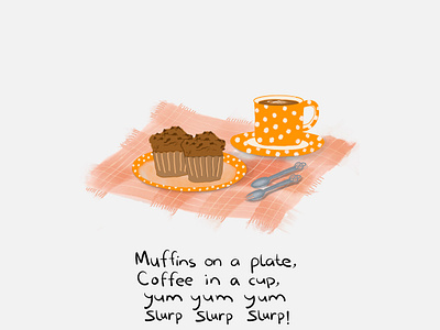 Muffins and Coffee art coffee coffee break design dessert digital painting digital design graphic design illustration muffins poetry typography