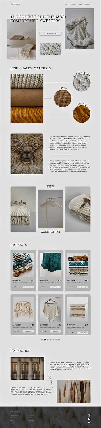 Cozy sweaters, an eCommerce website branding design ecommerce website graphic design illustration logo typography ui ux vector webapp website website design
