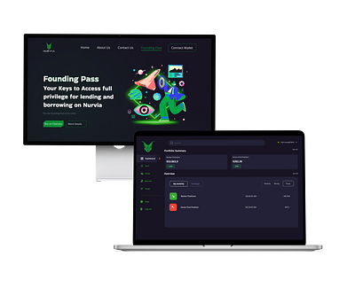 Nurvia finance dashboard and landing pages canva design figma prototyping ui ux web design