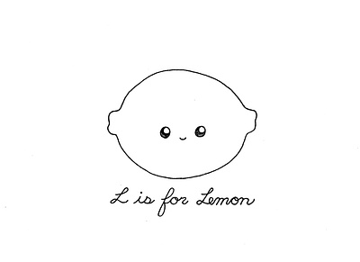 Day 102-365 L is for Lemon 365project cute handlettering illustration ink kawaii lemon