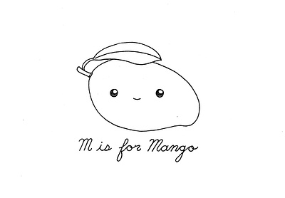 Day 103-365 M is for Mango 365project cute handlettering illustration ink kawaii mango