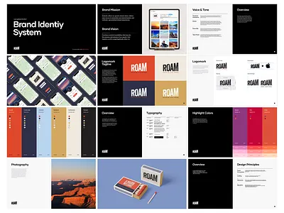 ROAM Brand Identity System brand identity branding design design system graphicdesign logo ui vector