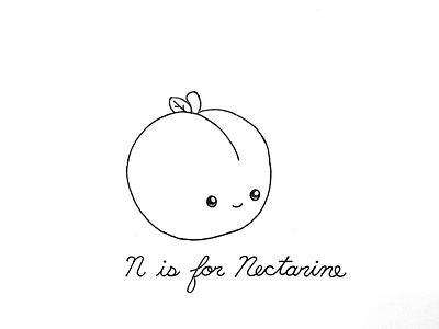 Day 104-365 N is for Nectarine 365project cute handlettering illustration ink kawaii nectarine