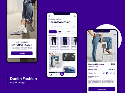 Denim Fashion App UI design adobe xd clothing app ecommerce app fashion brand fashion shopping fashion tech fashion trends fashionappui fashiondesign minimal design mobile app design ui uiuxdesign user experience uxui
