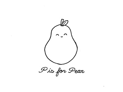 Day 106-365 P is for Pear 365project cute handlettering illustration ink kawaii pear