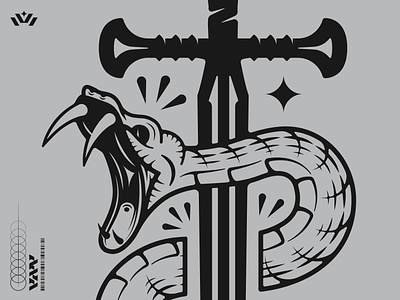 Snake & Sword apparel badge branding dark draw fangs illustrate illustration illustrator medieval merch metal moody shirt snake sword vanguard