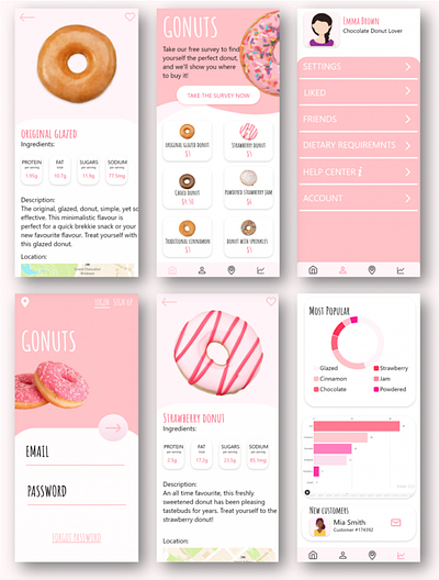Donut App Interface branding colour scheme graphic design logo procreate relationship stakeholder xd
