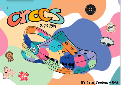 Crocs x Jolyns brand branding collab collaboration colour crocs ipad jolyns procreate product project shoe swim