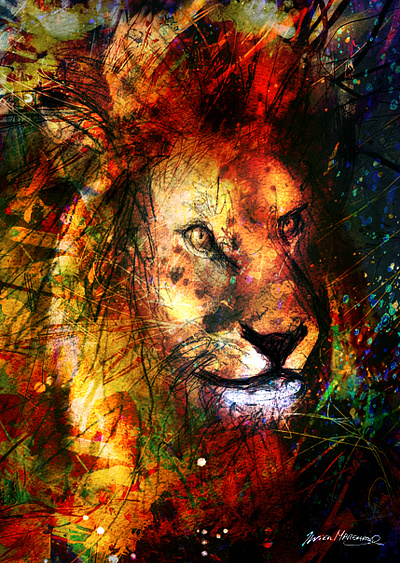 Lion dans la brousse