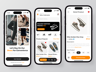 OnStep - Shoes Store app banner clean design detail ecommerce fashion home image marketplace mobile odama onboarding orange page shoes shoesapp store ui