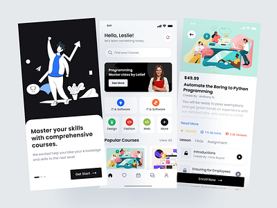E Learning Mobile App Design app design course e learning eduacations figma landing page design ui ui design uiux design