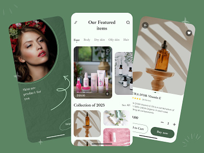 Mobile design: Beauty product app app design branding clean design flat graphic illustration interface landing page rokshanakter user experience website design