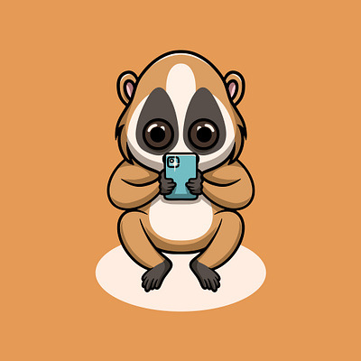 Cute Baby Slow Loris take a Photo Illustration branding graphic design ui zoo