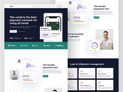 Finance Payment Mobile App SaaS- Website Landing Page. 2023 saas design ahmed tamjid bank banking app branding branding website finance finance website design financial investment landingpage modern ui payment payment method saas saas app saas mobile app ui saas design web app websitedesign