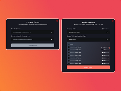 Recollect Crypto Assets bot collect crypto dashboard design nft ui uiux