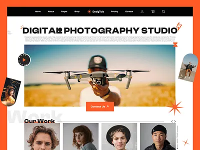Photography Website Header UI Design 📷 app web clean colorful design digital flat fonts header homepage interface landing page layout modern photo photography photograpy web design ui ux web design website