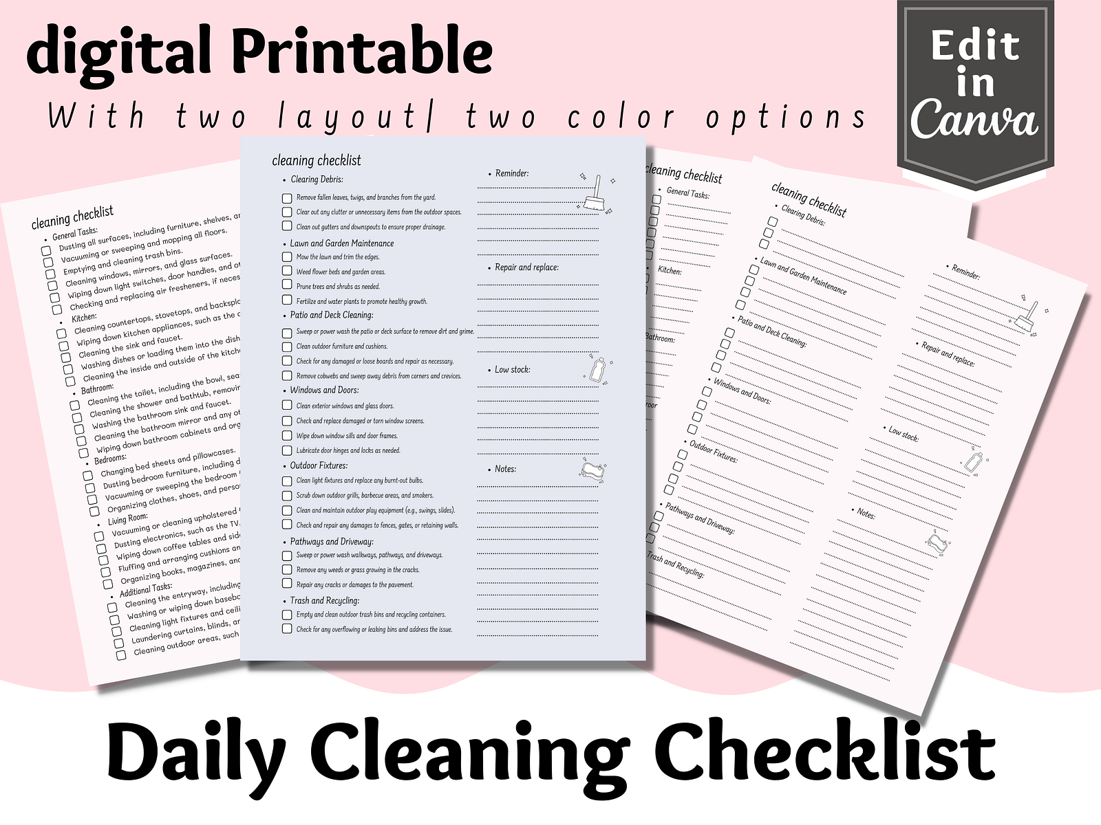 cleaning checklist printable template by KDPPRINTABLEBYELSA on Dribbble