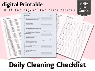 cleaning checklist printable template blank checklist checklist for home cleaning checklist daily cleaning template printables template