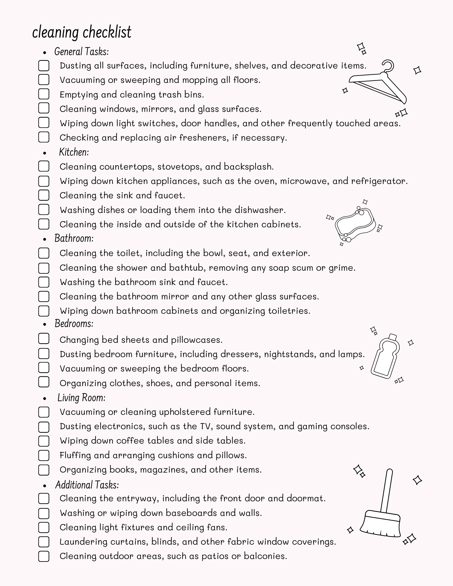 digital cleaning checklist printable template by KDPPRINTABLEBYELSA on Dribbble