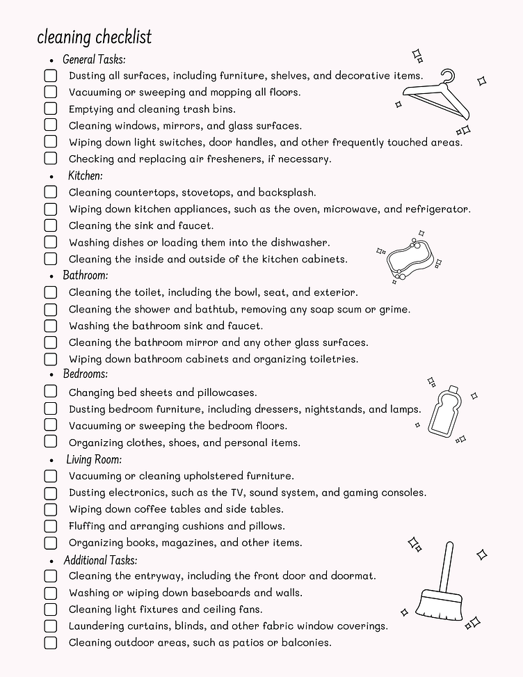 digital cleaning checklist printable template by KDPPRINTABLEBYELSA on ...