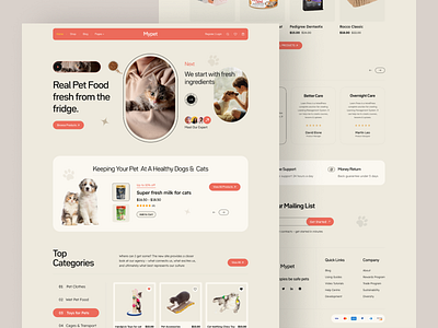 Website Design: Pet shop landing page animal animal ui design branding clean new trend ecommerce fashion homepage landing page modern pet pet food pet food website pet shop pet shop website style ui design unique user interface web design website concept