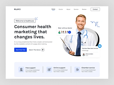 Health Care Website Hero Section Design. agency branding clean design clinic clink diagnostic cente doctor doctor health care doctor website health health care hero section landing page medi care medical specialist ui design uidex visual identity website