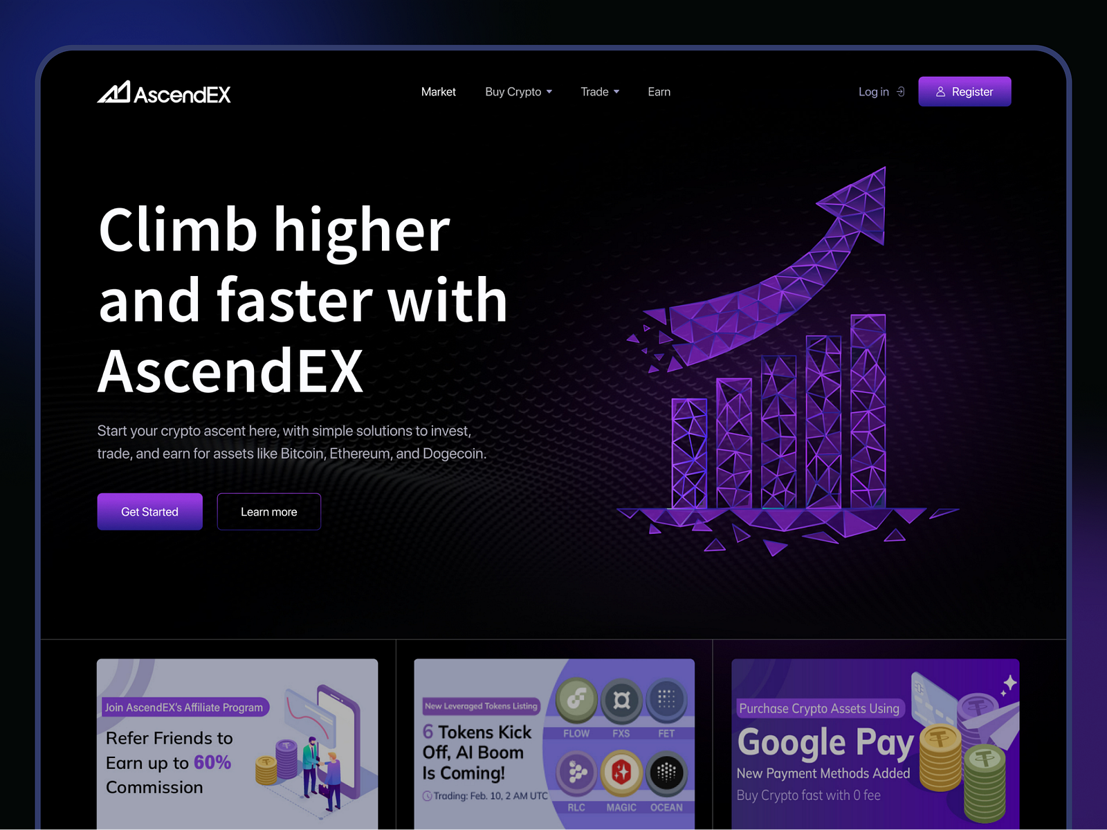 AscendEX - Cryptocurrency landing page Website Redesign by RahMan on  Dribbble