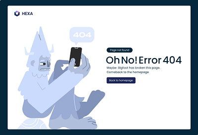 HEXA - 404 Not Found 404 not found app bar error landing page ui ux website