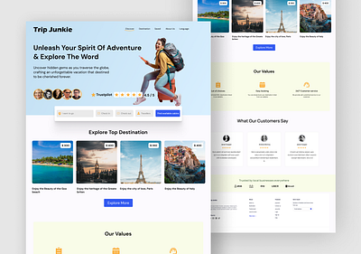 Travel Website Landing Page UI Design Concept app branding design graphic design illustration logo travel websit typography ui ux vector