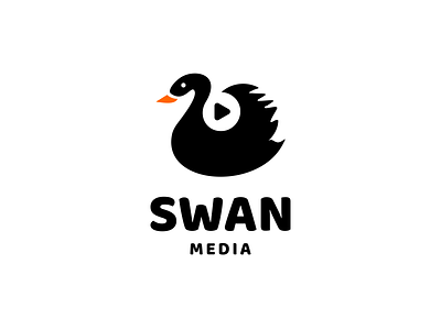 Swan combination with playbutton animal app branding design dual meaning graphic design icon illustration logo play button swan ui ux vector