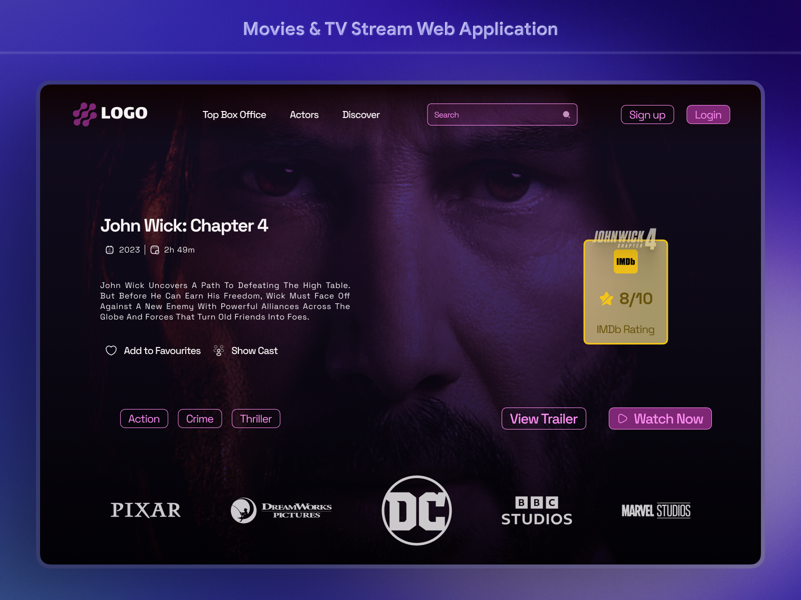 Movies & TV Stream Web Application app design graphic design icon illustration movies typography ui ux web web design website