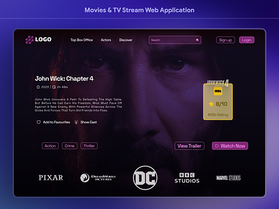 Movies & TV Stream Web Application app design graphic design icon illustration movies typography ui ux web web design website