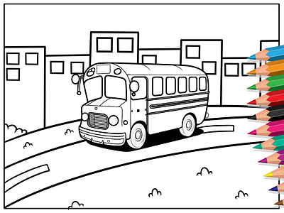 School Bus Coloring Pages for Kids art artwork coloringbook coloringpages coloringsheets design illustration