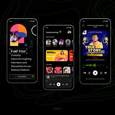 Podcast App Ui interface app design figma graphic design illustration minimal mobile photoshop podcast ui ux