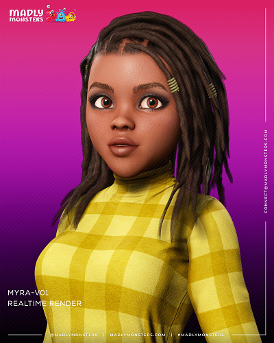 Myra-V01 | 3D Character Design by Madly Monsters 3d 3d animation 3d animation studio 3d character 3d character design 3d character modeling 3d design 3d model 3d modeling 3d render 3d sculpting animation studio character character animation character art character design character designer stylized character substance painter zbrush