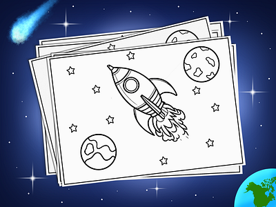 Space Rocket Coloring Pages art artwork coloringbook coloringpages coloringsheets design illustration