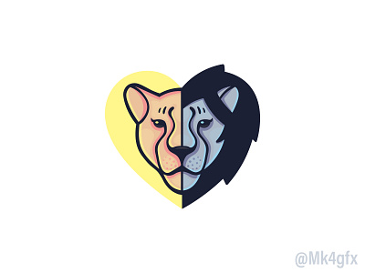 Lion and Lioness Logo (for sale) animal big branding cat design female fierce king lion lioness logo logos love male men modern queen strong wild women