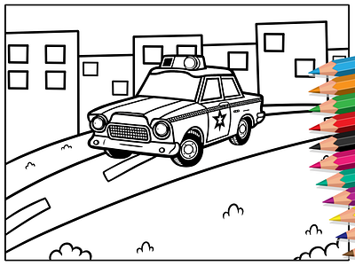 Police Car Coloring Pages art artwork coloringbook coloringpages coloringsheets design illustration