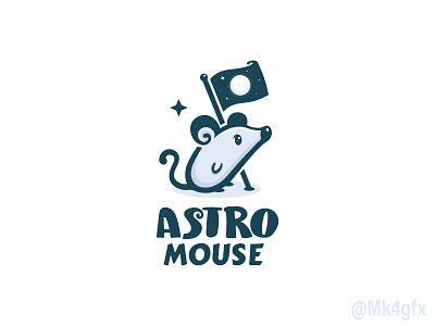 Mouse Moon Logo (for sale) animal astro astronaut branding cute design flag hedgehog illustration landing logo logos mice modern moon mouse rodent space stars